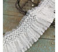 Yulakes Ruban en dentelle blanche 3D de 4,6 m de long avec broderie, ruban élastique plissé en dentelle pour vêtements, jupes, couvre-chefs, couture DIY guipure 7 cm