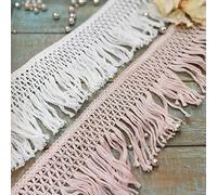 Yulakes Ruban en dentelle de coton de 10 cm - Vintage - Pour coudre des parures de lit, des rideaux - Accessoires de bricolage (blanc)