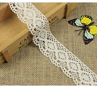 Yulakes Ruban en dentelle de coton de 9,1 m de 4,3 cm de style vintage floral au crochet pour artisanat, accessoires de vêtements et décoration de mariage - Y04005 (beige)