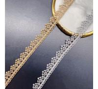 Yulakes Ruban en dentelle doré argenté de 5 yards - Tissu en dentelle de qualité supérieure - Couture en dentelle tressée - Mariage - Artisanat - Accessoires de vêtements -1,4 cm (Sliver)