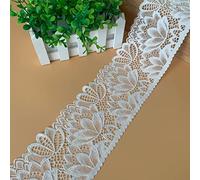 Yulakes Ruban en dentelle élastique de 5 yards - Bordure décorative en dentelle florale - Pour artisanat, lingerie, robe de mariée, décoration de mariage, 10 cm de large (blanc)