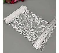 Yulakes Ruban en dentelle élastique de 5 yards - Bordure décorative en dentelle florale - Pour travaux manuels, lingerie, robe de mariée, décoration de mariage, 15 cm de large (blanc)
