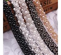 Yulakes Ruban en dentelle perlée de 1,8 m pour décoration de vêtements, robe de mariée, col et loisirs créatifs (noir)