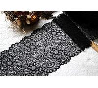 Yulakes Tissu de couture DIY, 3 yards, 22 cm, en dentelle, accessoire de décoration, pour vêtements avec bordure en dentelle, élastique, noir