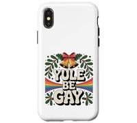 Yule Be Gay Rétro LGBTQ Arc-en-Ciel Noël Coque pour iPhone X/XS