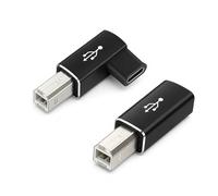 Yuleare 2 Pièces Adaptateur USB B vers USB C, Convertisseur MIDI USB C à Angle Droit et Courbé, Connecteur Mâle USB B vers Femelle, Imprimantes, Pianos MIDI, Batteries Électroniques Périphériques