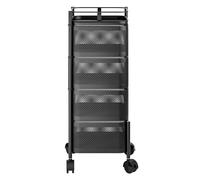 yulewiix Chariot de Rangement de Cuisine, Chariot Rotatif à 5 Couches sur roulettes, Panier de Rangement de Fruits, étagère en Fil métallique avec Couvercle supérieur pour Salon, Cuisine Noir 5