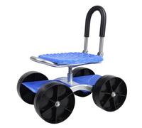 yulewiix Siège de Jardin Roulant avec Roues, Tabouret de Jardin Pliable avec étagère de Rangement, Chariot à Outils Rotatif à Hauteur réglable pour Le Jardinage Bleu