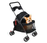 yulewiix yulewiix Dog Cat Stroller, 4 Wheels Outdoor Travel Pet Folding Stroller, Dog Cat Cage Strollers with Cup Holder, Breathable and Visible Mesh for Medium Small Dogs or Cats 1 jeu