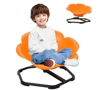 YULEYU Chaise Pivotante Enfant Autisme 360° Carrousel Chaise Sensorielle, Jouet Capteur Autisme pour Garçons & Filles, Entraînement Coordination Équilibre (Orange, Forme de Pétale)