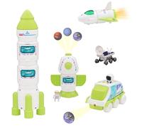 YULEYU Fusée Spatiale pour Enfants - Fusée Jouet Espace & Navette Spatiale Jouets, Modèle avec Astronaute (Vert), Effets Sonores Lumineux, Éducatif 3 Ans et Plus
