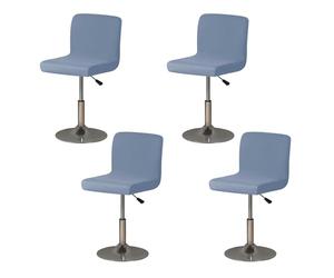 YULIAO Lot De 4 Lavables Et Extensibles Housses De Tabouret De Bar, Housse Tabouret De Bar pour Tabourets Pivotants Bas, Forfait Complet à 360°, Antidérapant, Soigné Et Beau (Gris Bleu)