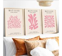 yulihaz Pink Matisse Lot de 3 affiches sur toile minimalistes Henri Matisse rose clair - Décoration murale abstraite rose - Impression esthétique pour chambre à coucher, salon - Sans cadre - 30,5 x