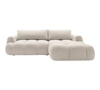 Yulin - Canapé d'angle droit 4 places convertible avec coffre en tissu bouclette - Beige Beige G