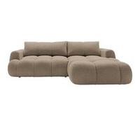 Yulin - Canapé d'angle droit 4 places convertible avec coffre en tissu bouclette - Marron Marron G