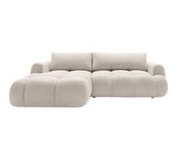 Bestmobilier - Yulin - Canapé d'angle Gauche 4 Places Convertible avec Coffre en Tissu Bouclette, Beige