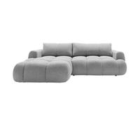Bestmobilier - Yulin - Canapé d'angle Gauche 4 Places Convertible avec Coffre en Tissu Bouclette, Gris Clair
