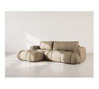 Bestmobilier - Yulin - Canapé d'angle Gauche 4 Places Convertible avec Coffre en Tissu Bouclette, Marron