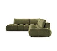 Yulin - Canapé d'angle L 5 places convertible avec coffre en tissu bouclette - Vert