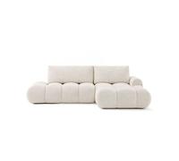 Yulin - Canapé d'angle ouvert droit 4 places convertible avec coffre en tissu bouclette - Beige Beige
