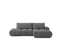 Bestmobilier - Yulin - Canapé d'angle Ouvert Droit 4 Places Convertible avec Coffre en Tissu Bouclette, Gris