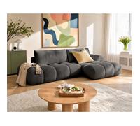 Bestmobilier - Yulin - Canapé d'angle Ouvert Droit 4 Places Convertible avec Coffre en Tissu Bouclette, Gris