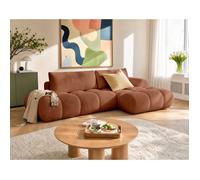 Bestmobilier - Yulin - Canapé d'angle Ouvert Droit 4 Places Convertible avec Coffre en Tissu Bouclette, Rouille