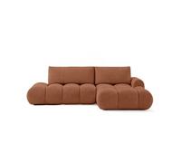 Bestmobilier - Yulin - Canapé d'angle Ouvert Droit 4 Places Convertible avec Coffre en Tissu Bouclette, Rouille