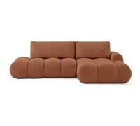 Bestmobilier - Yulin - Canapé d'angle Ouvert Droit 4 Places Convertible avec Coffre en Tissu Bouclette, Rouille