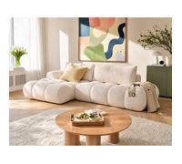 Bestmobilier - Yulin - Canapé d'angle Ouvert Gauche 4 Places Convertible avec Coffre en Tissu Bouclette, Beige
