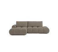 Yulin - Canapé d'angle ouvert gauche 4 places convertible avec coffre en tissu bouclette - Gris Gris