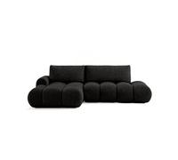 Yulin - Canapé d'angle ouvert gauche 4 places convertible avec coffre en tissu bouclette - Noir Noir