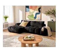 Yulin - Canapé d'angle ouvert gauche 4 places convertible avec coffre en tissu bouclette - Noir Noir