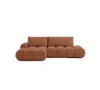 Yulin - Canapé d'angle ouvert gauche 4 places convertible avec coffre en tissu bouclette - Rouille