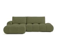 Yulin - Canapé d'angle ouvert gauche 4 places convertible avec coffre en tissu bouclette - Vert Vert