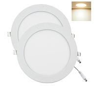 YULIN SUN Pack de 2 downlights encastrables LED 15W, spot led encastrable avec driver intégré, Ø190 x 9 mm, 3000K blanc chaud, plafonnier plat blanc pour cuisine, salon, couloir et chambre