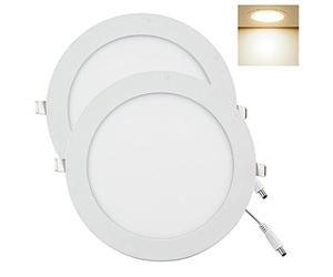 YULIN SUN Pack de 2 downlights encastrables LED 15W, spot led encastrable avec driver intégré, Ø190 x 9 mm, 3000K blanc chaud, plafonnier plat blanc pour cuisine, salon, couloir et chambre