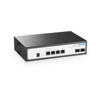 YuLinca 6 Port 10Gbps Managed Switch, 4 x 10G RJ-45 Ports with 2 x 10G SFP+ Slots, Support 10G/5G/2.5G/1000M Auto-Negotiation, Smart Web Managed Gaming Switch
