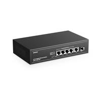YuLinca 6 Port Gigabit PoE Switch, 4 PoE 1 Uplink 1 SFP, 100/1000Mbps, IEEE802.3af/at, Max 65W, VLAN basé sur Les Ports, Extension PoE 250m, commutateur Ethernet Non géré sans Ventilateur