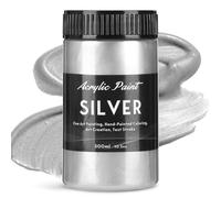 YULL Peinture acrylique argent métallisée - 300 ml peinture argent, imperméable et opaque, pour toile, pierre, bois, papier, meubles, tissu et carton à peindre