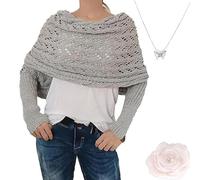 YUlLAN Écharpe Multifonctionnelle à Manches, écharpe à Manches pour Femme, écharpe Torsadée Tricotée, écharpe Pull à Manches (Gray)