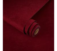 Yullpaper Papier peint autocollant en velours rouge foncé pour murs, papier peint en tissu floqué rouge pour tiroir, boîte à bijoux, rouleau de papier cadeau pour meubles, armoires, emballage vinyle