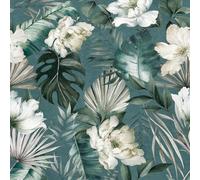 Yullpaper Papier Peint Jungle Tropical Rouleau Adhesif Decoratif Vert Blanc Pour Meuble Papier Peint Autocollant Fleuri Feuillage Revetement Adhesif Meuble Papier Peint Chambre Salon 44,5cm x 300cm