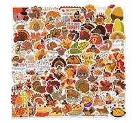 Yulokdwi Autocollants d’automne, autocollants de Thanksgiving | Autocollants nains de dinde imperméables pour Thanksgiving, 100 pièces,Autocollants rétro d'automne en vrac pour Scrapbooking,