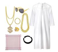 Yulokdwi Costume De Cheikh Pour Hommes - Accessoires de Déguisement et Cosplay - Costume Arabe du Moyen Orient,Déguisement, Jeu de Rôle pour Fête, Carnaval, Noël, Spectacle sur Scène, Soirées à Thème