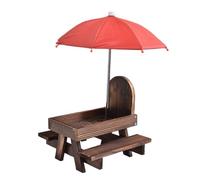 Yulokdwi Distributeur De Nourriture pour Écureuils | Distributeur Amusant pour Oiseaux avec Parapluie | Porte-Épis de Maïs en Bois, Station d'alimentation pour Animaux pour Patio, Balcon, Jardin,