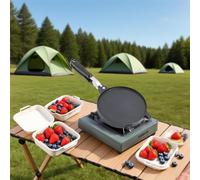 Yulokdwi Gaufrier - à Gaufres Antiadhésive à Motifs Carreaux | Appareil à Gaufres Portable et Compact avec Moule,Pour Thé de l'Après-Midi, Crêpes, Desserts, Petit-Déjeuner, Pique-nique et Camping