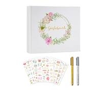 Yulokdwi Livre D'Or De Mariage,Album d'Or Florale à Dorure Or | Livre D Or A Signer Avec Autocollants,Pour Cérémonie De Fiançailles Shower Anniversaire Diplôme Événements Mariée Et