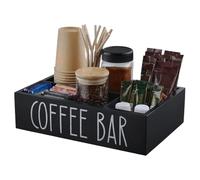 Yulokdwi Organisateur de Station de Café,Station De Café Bureau En Bois Avec Séparateurs Amovibles | Accessoire Rangement Cuisine pour Maison Bureau Sirops Tasses et Bâtonnets Mélange