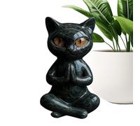 Yulokdwi Statuette Chat,Sculpture d'animal en Méditation | Ornement Décoratif Créatif pour Bibliothèque Salle de Bain Séjour Bureau Meuble TV Cuisine Table de Nuit